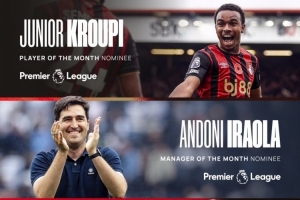 表現(xiàn)優(yōu)異！伯恩茅斯入圍英超10月最佳教練、最佳球員、最佳進(jìn)球