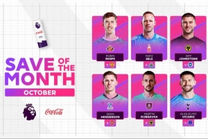英超10月最佳撲救候選：迪恩-亨德森、維卡里奧、塞爾斯在列
