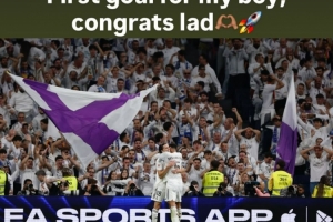 貝林厄姆社媒曬與卡雷拉斯合照：祝賀兄弟取得皇馬生涯首球！