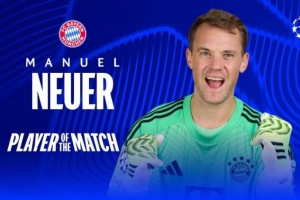 這不續(xù)約？官方：39歲諾伊爾8次撲救，當(dāng)選巴黎vs拜仁全場(chǎng)最佳