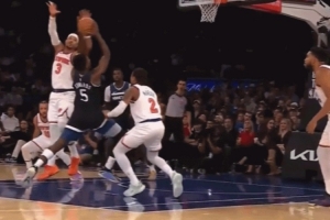 極限1抽3！愛德華茲歐洲步擰麻花打成2+1 唐斯補防稍慢帽到空氣