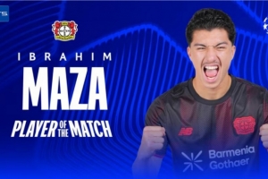 2次解圍+3次搶斷！馬扎當(dāng)選勒沃庫森vs本菲卡全場(chǎng)最佳球員