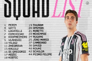 尤文本輪意甲都靈德比名單：伊爾迪茲領(lǐng)銜，DV9、小孔塞桑在列