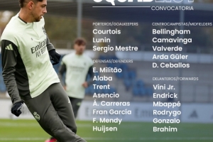 皇馬西甲對巴列卡諾名單：姆巴佩、維尼修斯領銜，瓊阿梅尼缺席