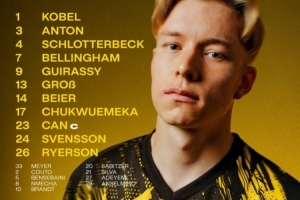 多特vs漢堡首發(fā)：埃姆雷-詹傷愈首次首發(fā)，小貝林厄姆出戰(zhàn)