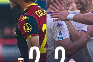 保級(jí)區(qū)大戰(zhàn)佛羅倫薩2-2熱那亞，紫百合本賽季仍未嘗勝績(jī)繼續(xù)墊底