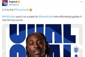 引吐槽！埃澤十分角世界波，英格蘭官方描述：福登喂到嘴邊的助攻