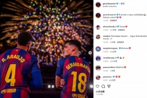 客串中衛(wèi)表現(xiàn)出色！赫拉德·馬丁曬煙花照：難以忘懷的諾坎普首秀