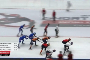 短道速滑世巡賽男子5000米接力決賽：中國隊(duì)奪得亞軍