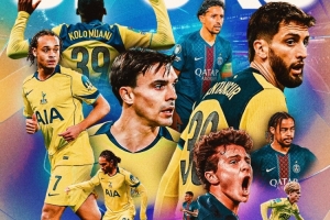 熱刺發(fā)布客戰(zhàn)巴黎海報：西蒙斯、穆阿尼 VS 馬爾基尼奧斯、內(nèi)維斯