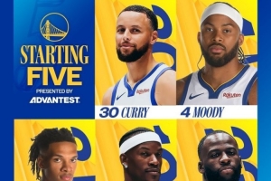 迎戰(zhàn)火箭！勇士今日首發(fā)：庫里、穆迪、理查德、巴特勒、追夢