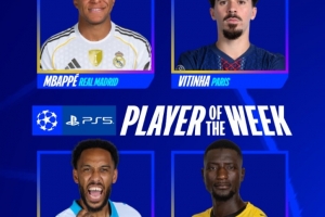 歐冠官方本輪最佳球員候選：姆巴佩、維蒂尼亞、吉拉西、奧巴梅揚