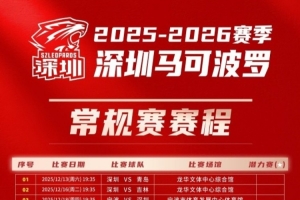 新增CBA潛力賽場次！深圳馬可波羅男籃最新版賽程圖 敬請查收