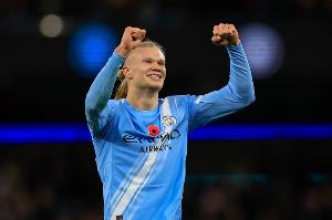 哈蘭德近5個(gè)英超主場(chǎng)進(jìn)9球，對(duì)陣?yán)澛?lián)進(jìn)球?qū)⒊勺羁?00球的球員