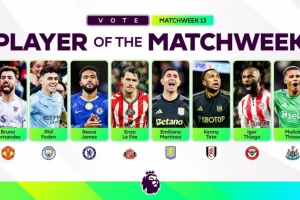 英超官方公布本輪最佳球員候選：B費(fèi)、福登、里斯·詹姆斯入選