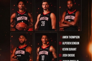 常規(guī)陣容！火箭今日首發(fā)：阿門(mén)、申京、杜蘭特、奧科吉、小史密斯