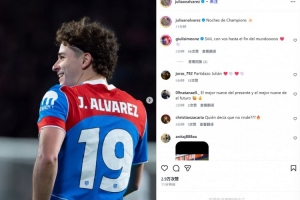 推射空門(mén)助馬競(jìng)險(xiǎn)勝！阿爾瓦雷斯社媒曬比賽照：歐冠之夜！